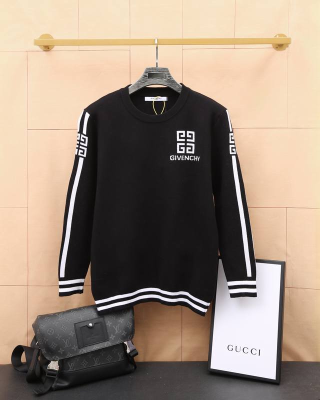 Givenchy New 24Ss Jacquard Crew Neck Knit Sweater for Couples Made with German i