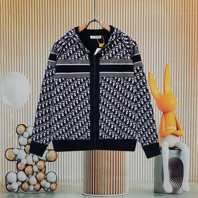 Top-tier version Dior best-selling reversible monogram logo print couple's zip-u