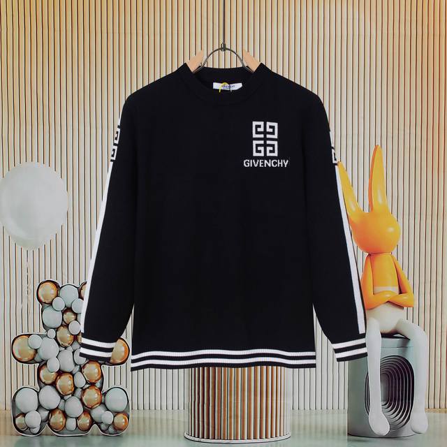 Givenchy New Jacquard Crew Neck Knit Sweater for Couples Made with German import