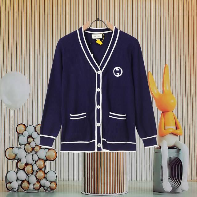 Gucci Color Block Casual Single-Breasted Knit Cardigan Autumn/Winter New Cardiga