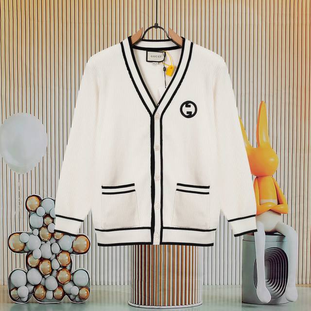 Gucci Color Block Casual Single-Breasted Knit Cardigan Autumn/Winter New Cardiga