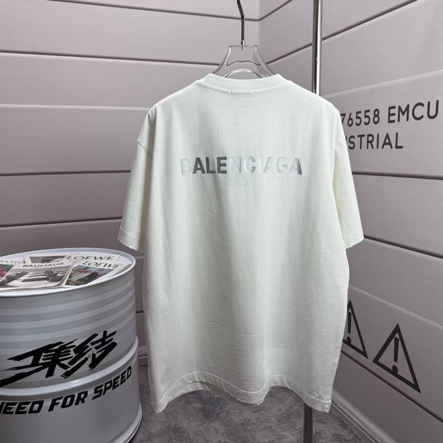 Balenciag 2026 Spring/Summer New Washed Distressed 320g Crew Neck Short Sleeve T