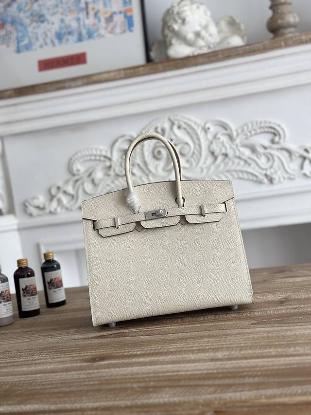 Bk Imported Epsom Leather Hand-stitched Waxed Thread Colors: Milkshake White, Si