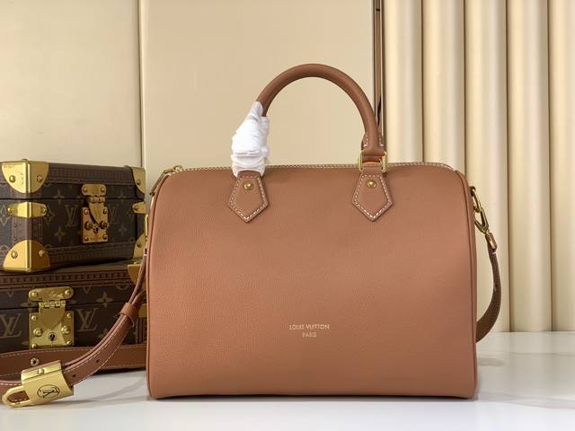 Original Quality M24892 Brown, Full Leather Speedy Pillow Bag, Speedy Soft 30 Ha
