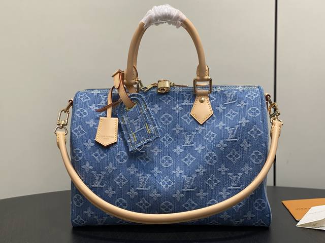 Original Quality M14430 Blue Denim Speedy Pillow Bag/Speedy Bandouli