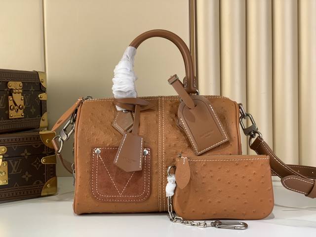 原单精品 M89119棕色 鸵鸟 全皮Speedy枕头包 Speedy BandoulièRe 25 手袋 本款 Speedy BandoulièRe 25 M