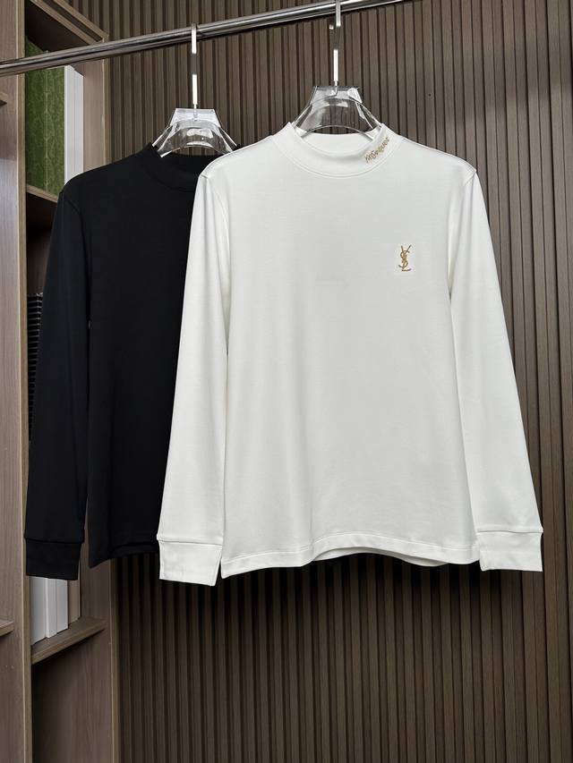 YSL 25Fw Autumn/Winter Crew Neck Embroidered Long-Sleeve T-Shirt Base Layer. The