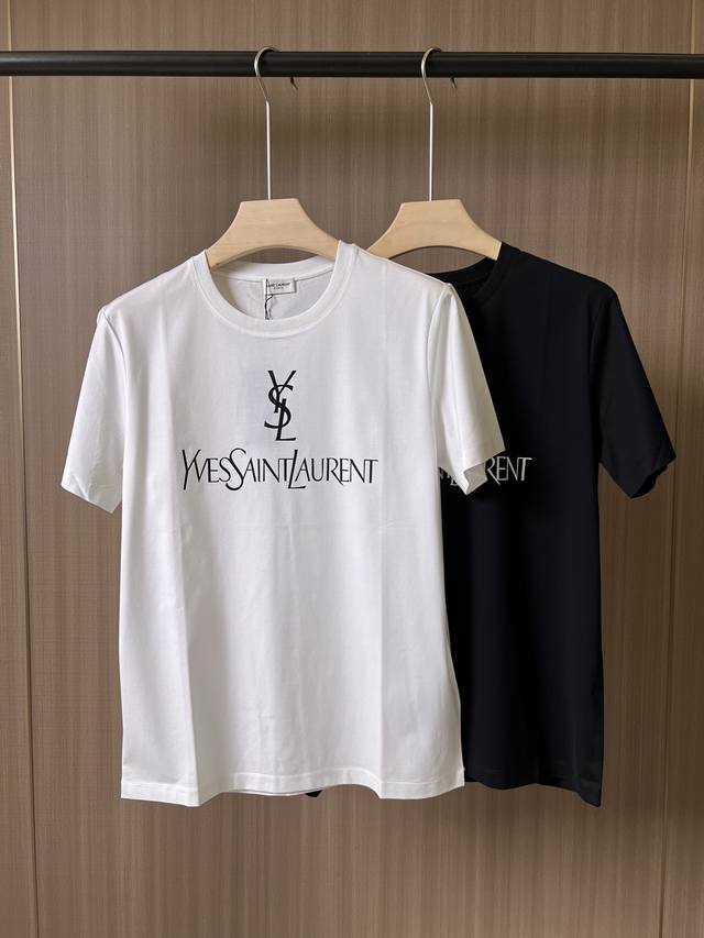 Saint Laurent Spring/Summer 2026 Classic Print Logo Short-Sleeve T-Shirt. Featur
