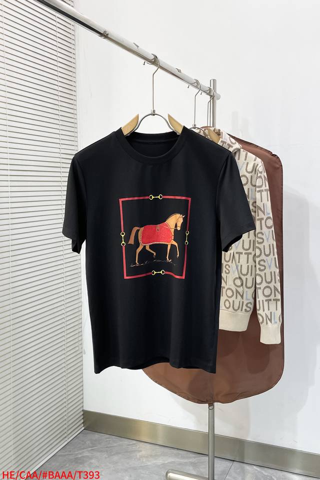 T393 Hermes 2026 Spring/Summer New Arrival - Latest Series Graphic Logo Short-Sl