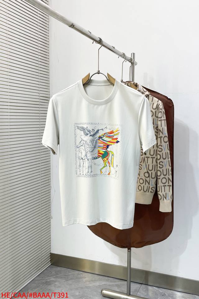 T391 Hermes 2026 Spring/Summer New Arrival - Latest Series Graphic Logo Short-Sl
