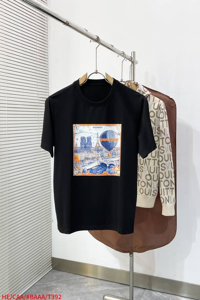 T392 Hermes 2026 Spring/Summer New Arrival - Latest Series Graphic Logo Short-Sl