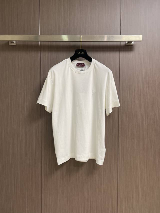 Gucci Crew Neck Double G Interlocking Embroidered Knitted Cotton Short-Sleeve T-