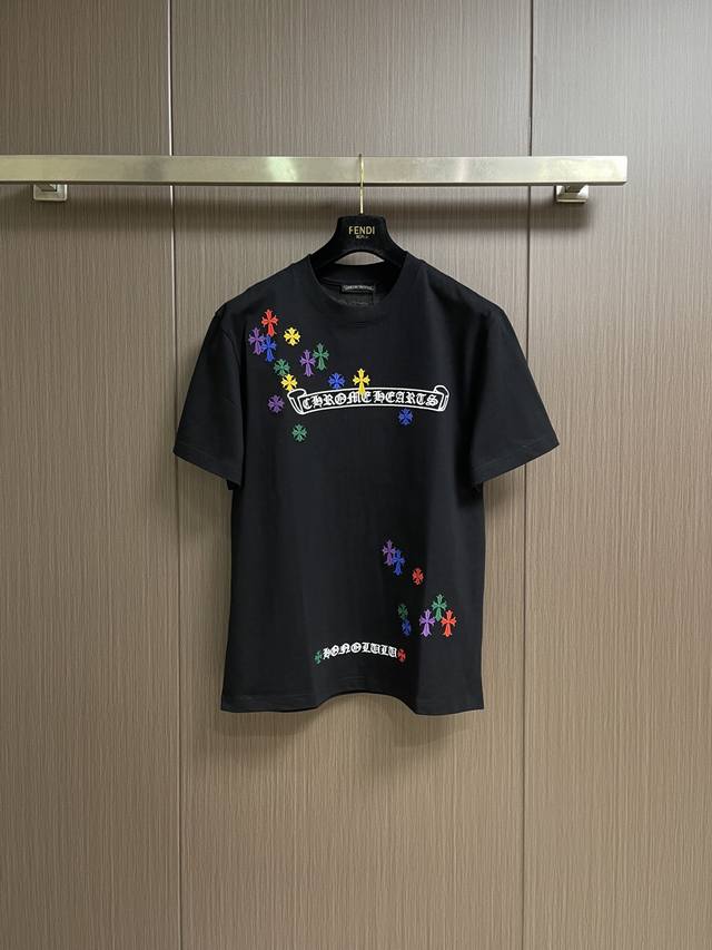 Ch Chrome Hearts New Embroidered Short-Sleeve T-Shirt, Heavyweight 420g Double Y