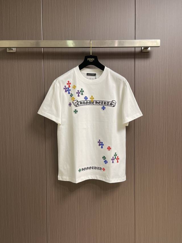 Ch Chrome Hearts New Embroidered Short-Sleeve T-Shirt, Heavyweight 420g Double Y