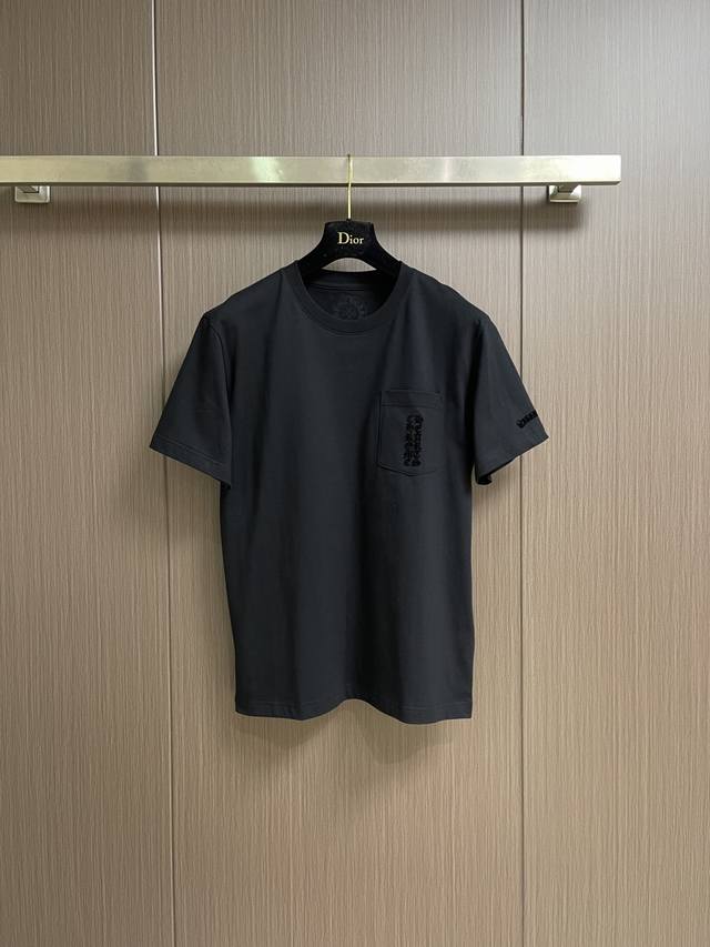Chrome Hearts Ch Sanskrit Print Pocket Short-Sleeve T-Shirt. Customized cloud ve