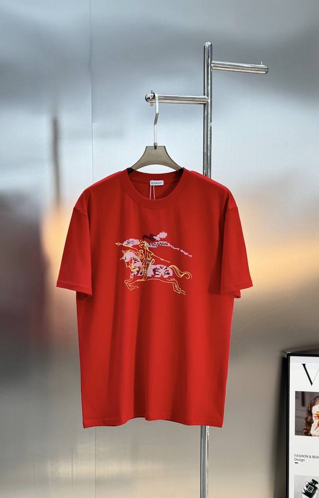 Burberry 26S New Trendy T-Shirt. Unisex classic horse graphic. High-temperature