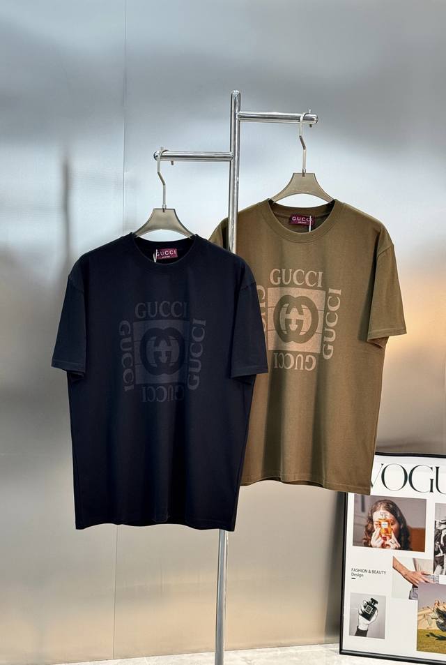 Gucci 2026S Trendy Printed Short-Sleeve T-Shirt. Unisex Gucci 2026Ss series prin