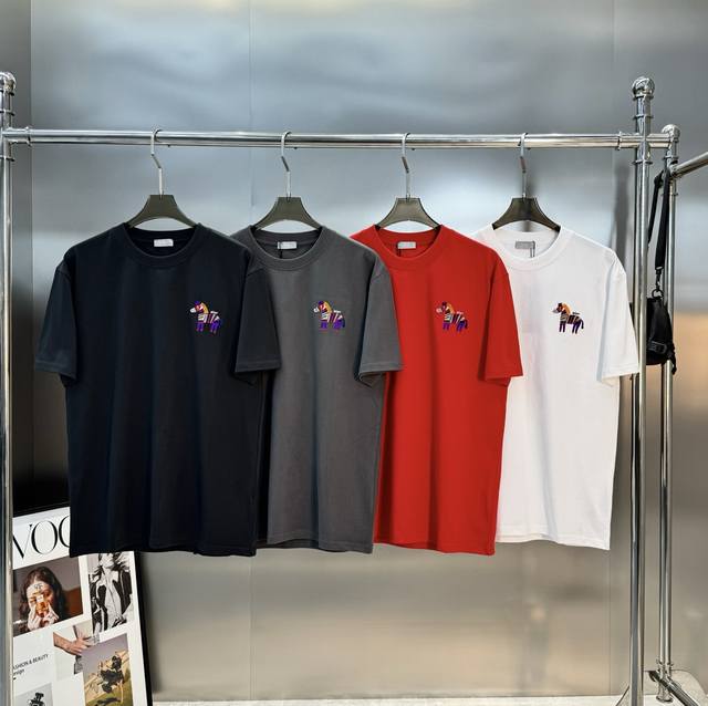 Dior 26S New Rainbow Zebra Embroidered T-Shirt. Unisex. A basic style recommende