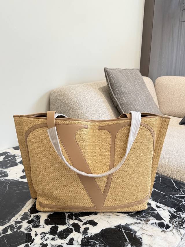Valentino New Letter Tote Shopping Bag (StrawArrived, Authentic Purchased and Sa
