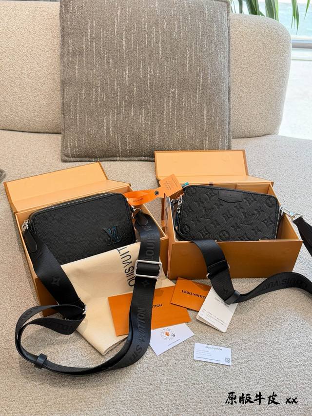 相机包 Lv pochette Accessoireg相机包 经典Monogram老花帆布+黑色牛皮饰边，简约又超有辨识度！尺寸18×13×5Cm，配可拆卸肩带