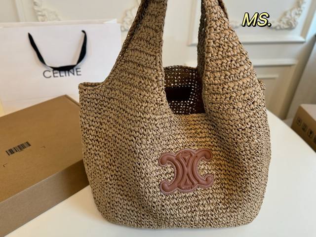飞机盒 Size：32×29 Celine赛琳新款草编包 配内胆 夏日海边必备，超大容量草编包 时尚与舒适并存！