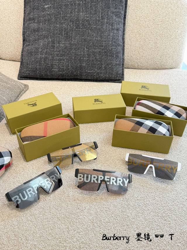 Burberry 墨镜 Burberry 墨镜采用一片式设计，超轻板材镜框，佩戴舒适又耐用。镜片印有品牌Logo，辨识度超高，时尚感满分。方形镜片+防紫外线，户