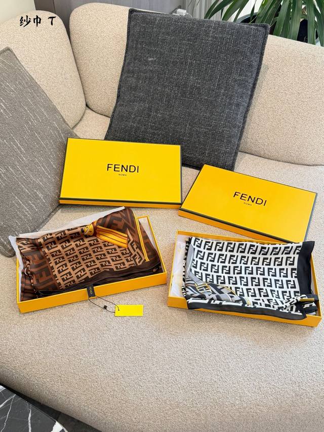 Fendi Letter Print Silk Scarf Full Set Package The letter print silk scarf is ma