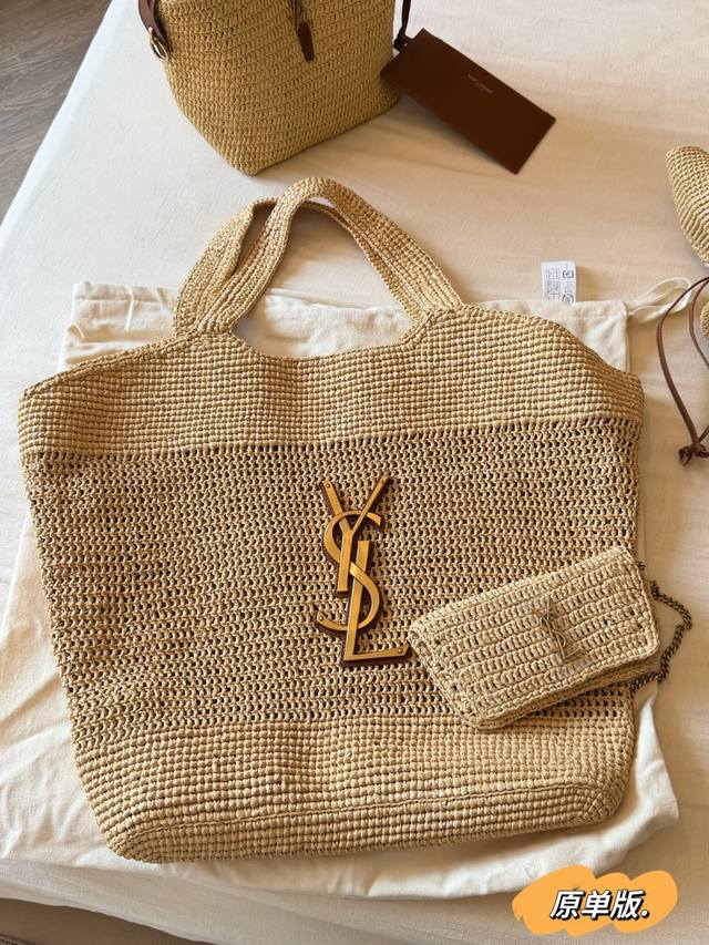 原单 无盒 Size 58 47Cm Ysl 草编包 夏天这么好看的草编包还不拥有嘛 100%好适合度假~ 看海看海看海