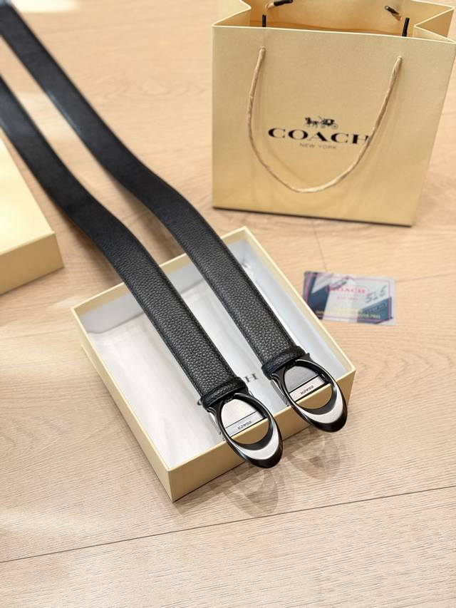 Original Quality Coach Leather Belt with Coachman Print and C Buckle, so stylish