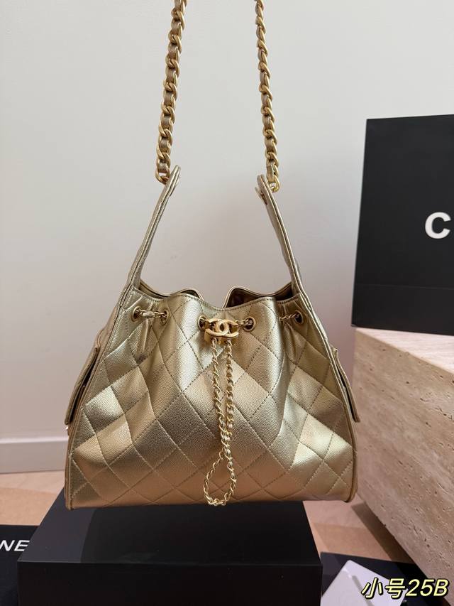 Chanel 25S Leather Hobo Bag Chanel Leather Embroidered Shopping Bag - Super soft