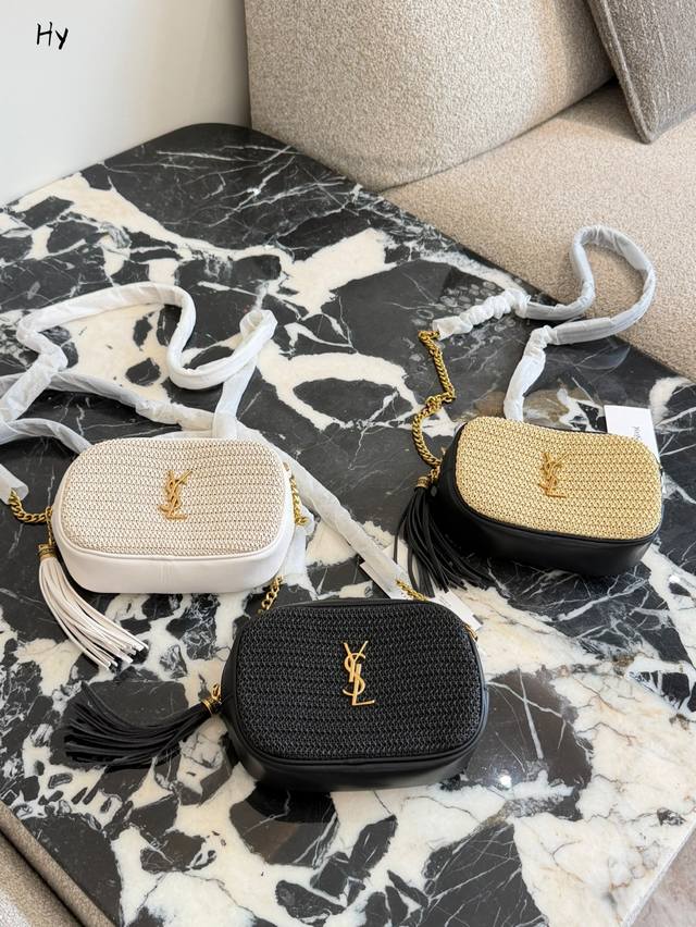 YSL Black and Gold Tassel Camera Bag This YSL black and gold tassel camera bag f