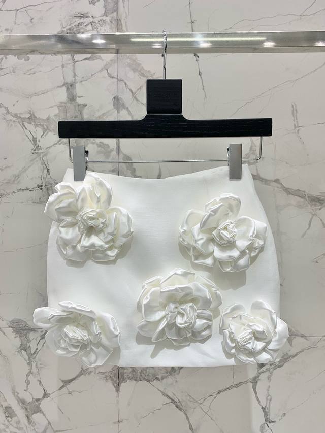 Valentino Early Spring Collection Floral Skirt Handmade 3D flowers Lifelike and