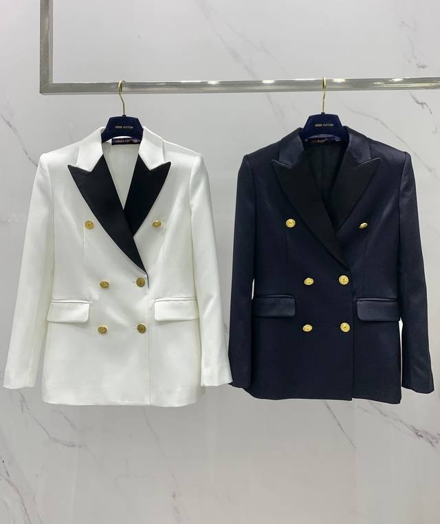 Louis Vuitton Runway New Arrival Color-blocked Acetate Collar Double-breasted Fl