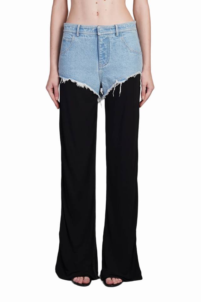 Frayed Edge Color-Blocked Jeans! Cotton Sml DDD