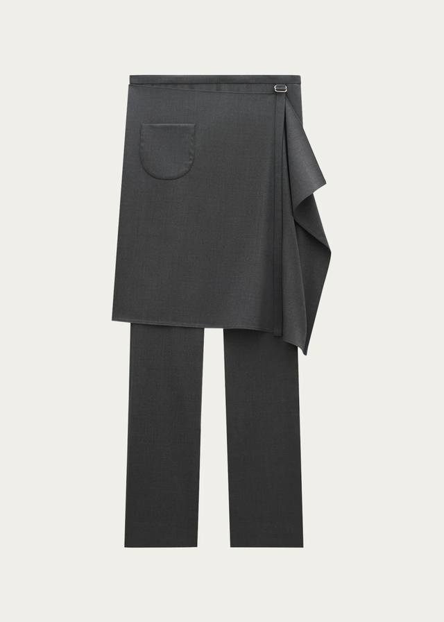 Front-trimmed wool trousers! Fine wool blend fabric, Sml DDD
