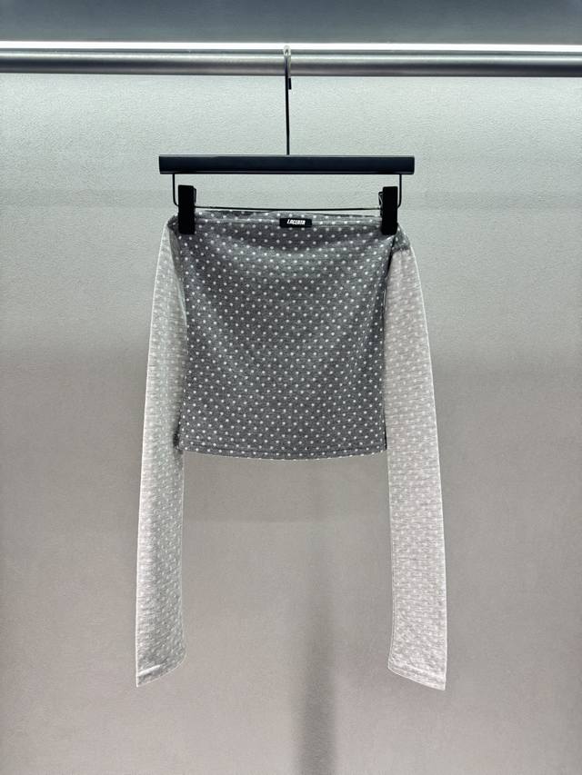 2690 Spring & Summer DDD! Lace*Rta, polka dot strapless top with lace-up design,