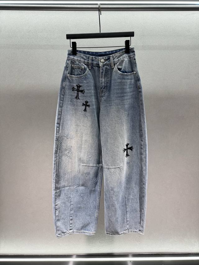 2690 Spring & Summer DDD! Chrome Hearts, Cross-Print Rhinestone Jeans | The Ulti