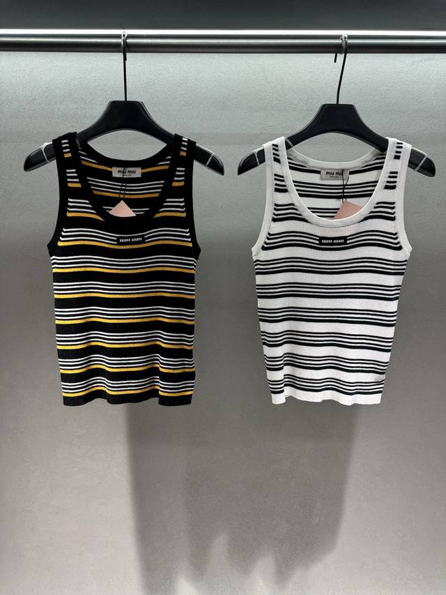 2690 Spring & Summer! Miu Mi*, color-blocked striped vest, made of soft and skin