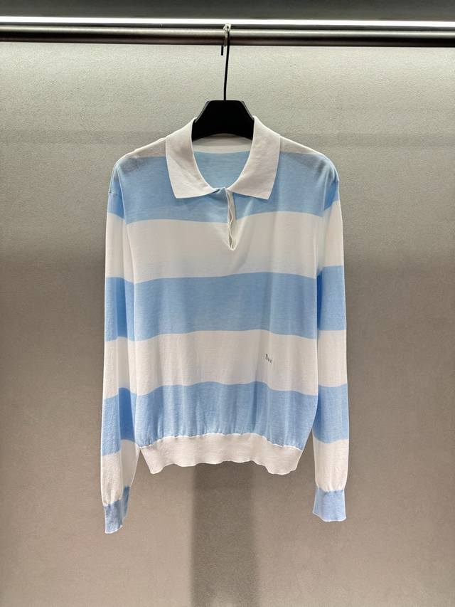 2690 Spring & Summer! Dio*R, blue and white striped knit sweater. The soft, fine