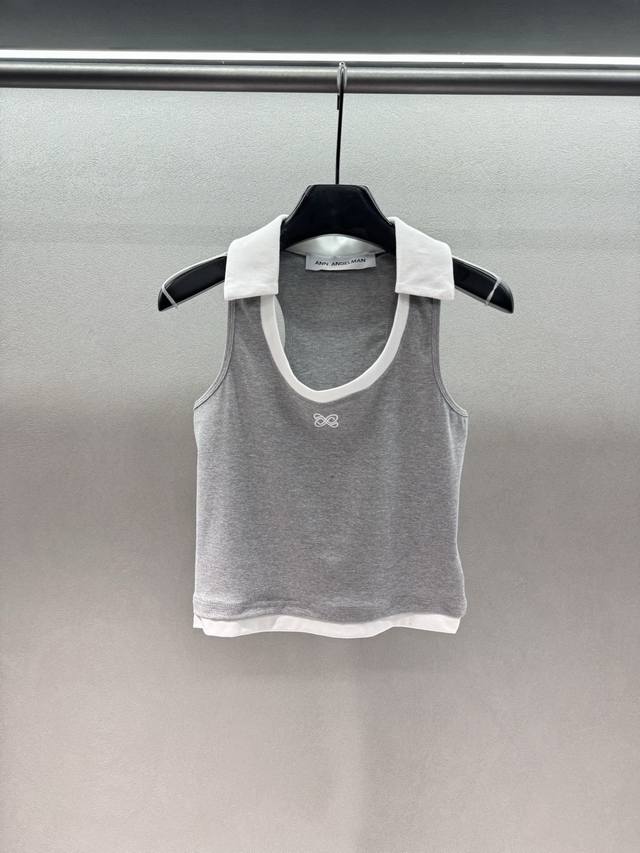 2690 Spring&Summer DDD! Ann collared vest, gentle yet slightly wild, heather gra