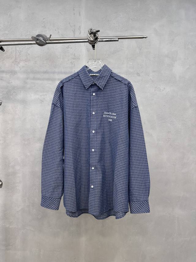 Acne | New casual shirt, classic printed label, yarn-dyed plaid fabric, casual a