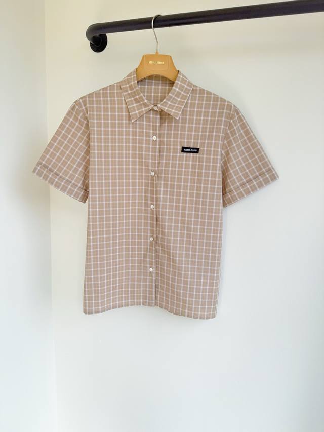 pmiu25 Spring/Summer New French Elegant Casual Collar Color-Blocked Plaid Logo L