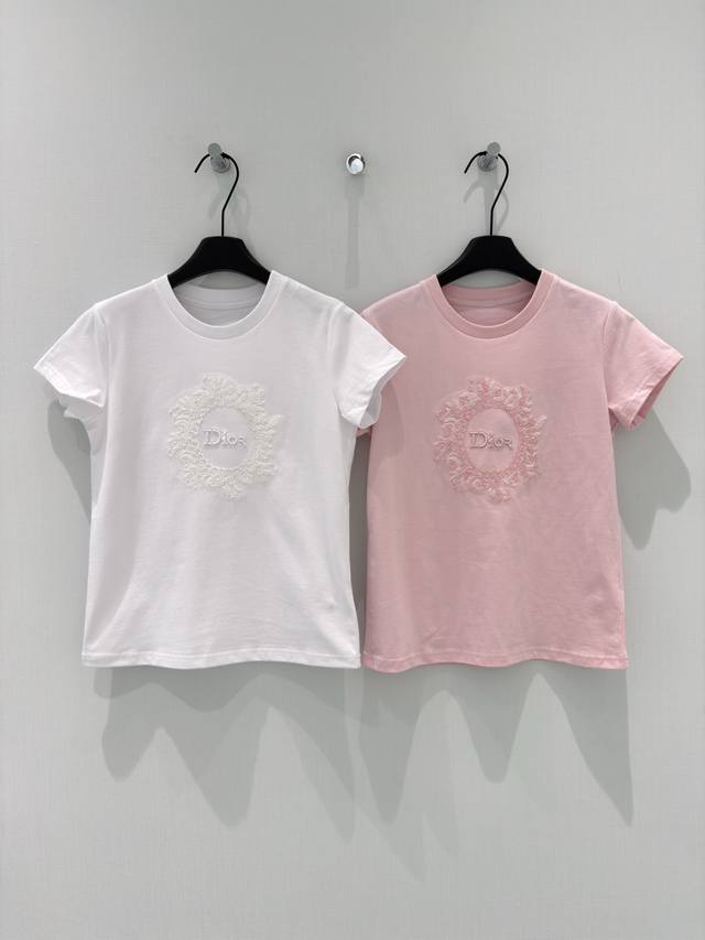 Dio* 26 Summer New Design 100% Cotton Heavy-Duty Exquisite Embroidered Crew Neck