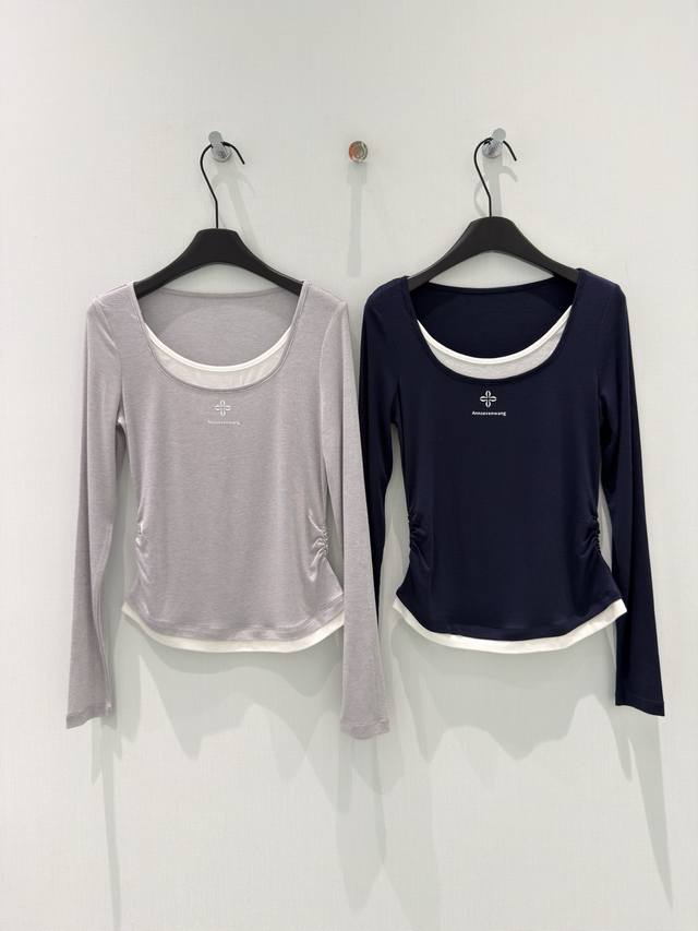 Designer* Spring 2026 New Design U-Neck Embroidered Tencel Wool Faux Two-Piece L