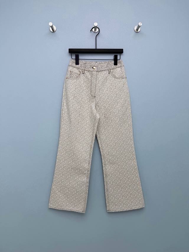 Louis Vuitto *26 New All-Over Monogram 3D Print Jeans, Beige Cotton Denim. Unlik