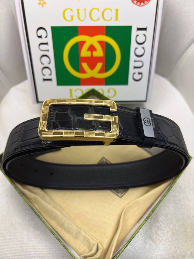 Gucci original single-layer cowhide crocodile pattern, lining with top-layer cow