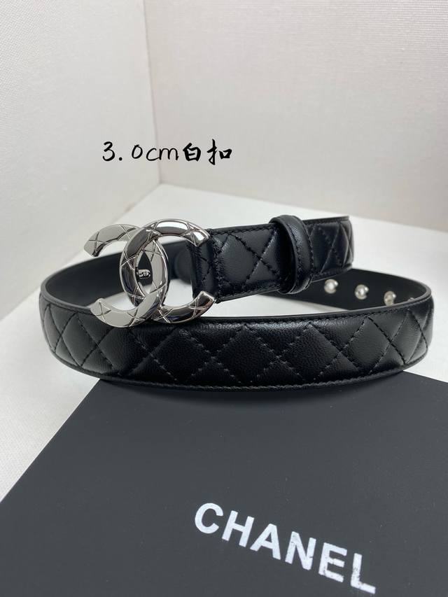 Chanel Logo Leather Strap Color Matching Cc Buckle Brass Gold Metal 3.0Cm Premiu Chanel Logo Leather Strap Color Matching Cc Buckle Brass Gold Metal 3.0Cm Premiu