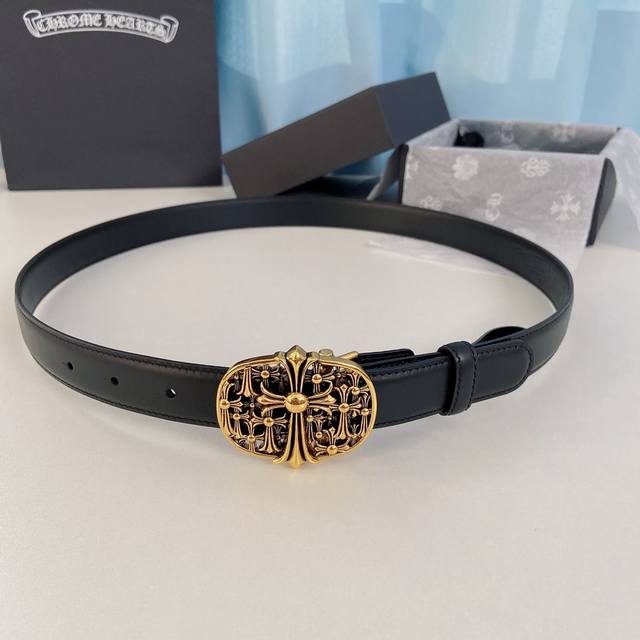 Chrome Hearts Belt. Mini tomb-style detachable brass hardware plated with genuin Chrome Hearts Belt. Mini tomb-style detachable brass hardware plated with genuin