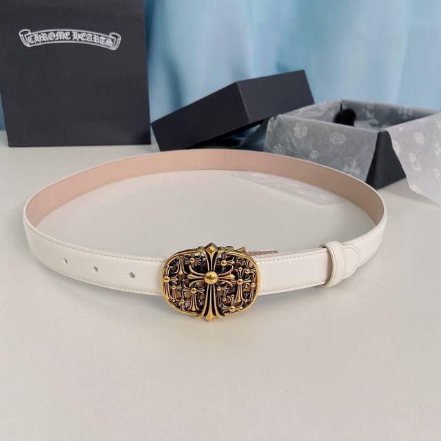 Chrome Hearts Belt. Mini tomb-style detachable brass hardware plated with genuin Chrome Hearts Belt. Mini tomb-style detachable brass hardware plated with genuin