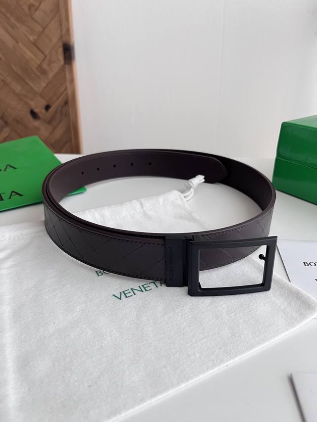 Bv 2026 New Intrecciato Stamp Woven Embossed Belt, Original Cowhide Leather with
